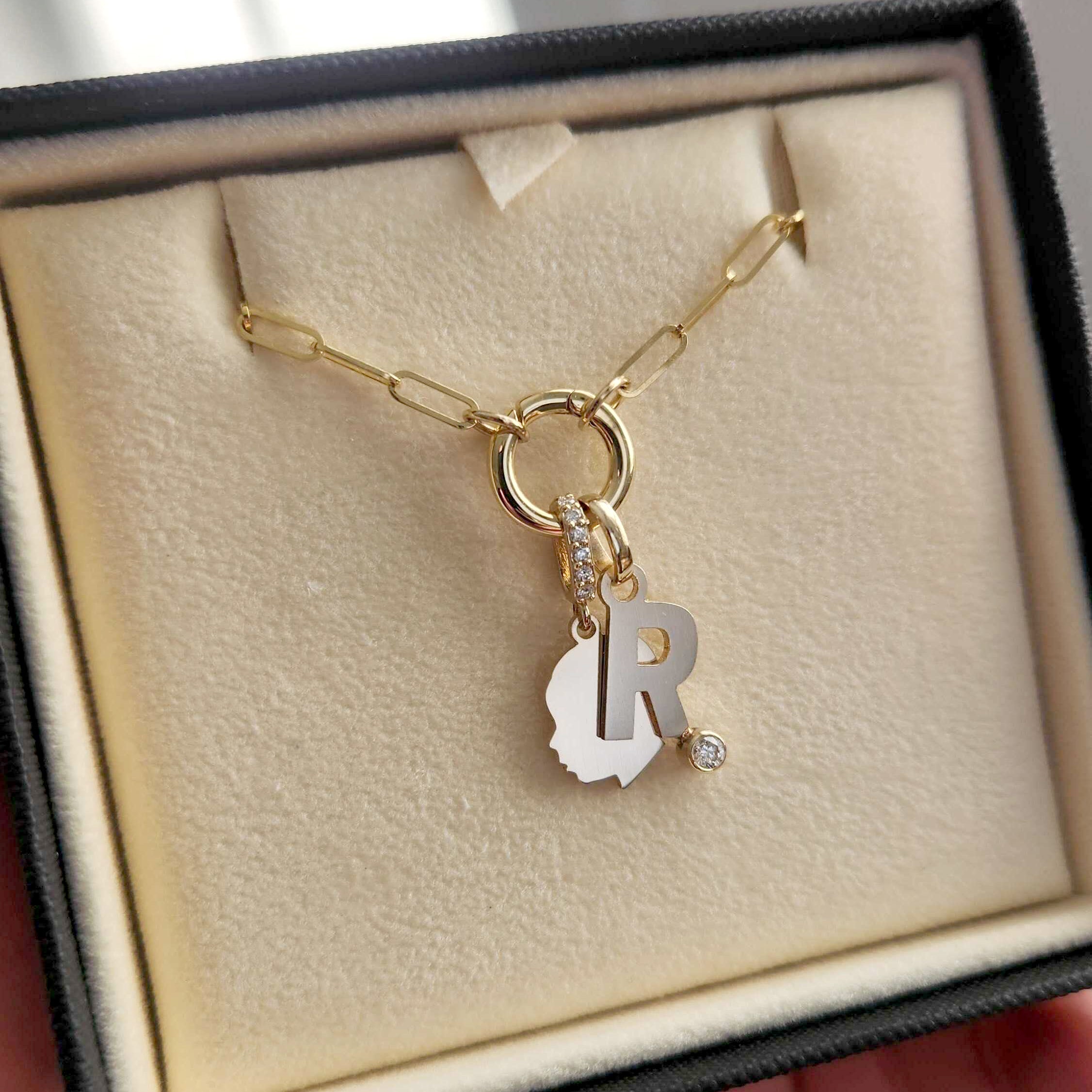 Medium Weight Paperclip Chain Necklace with Charm Holder
