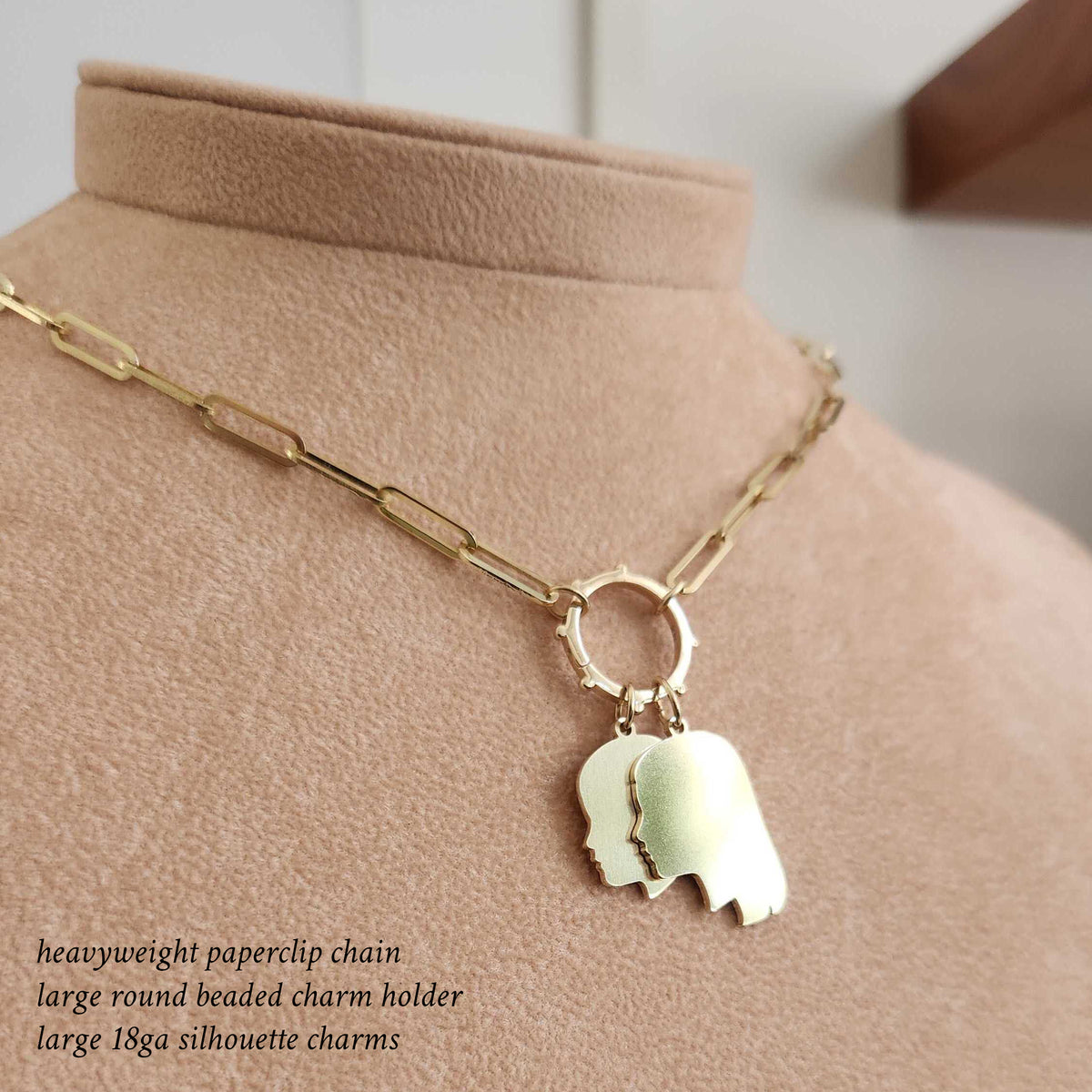 Paper Clip Chain Necklace with Charm Holder and Classic Silhouette Charms - Vana Chupp Studio