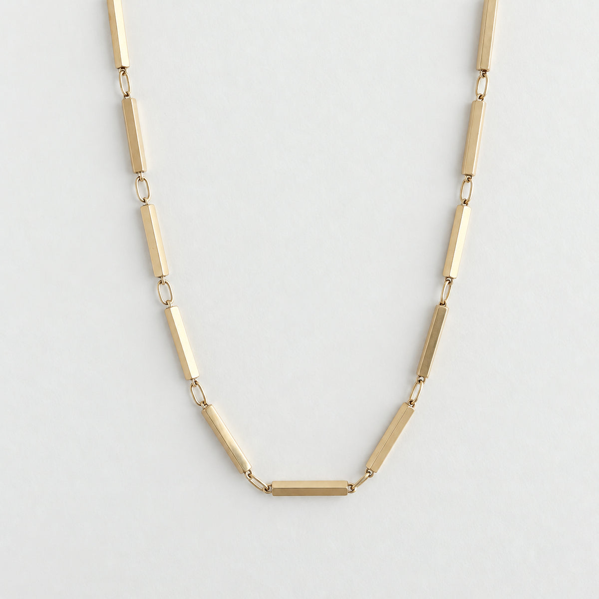 14K Bar Link Necklace - 17 inch