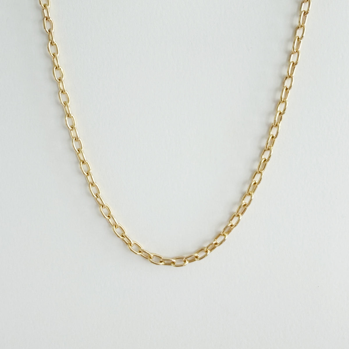 14K Semi-Solid Oval Link Necklace - 18.5 inch