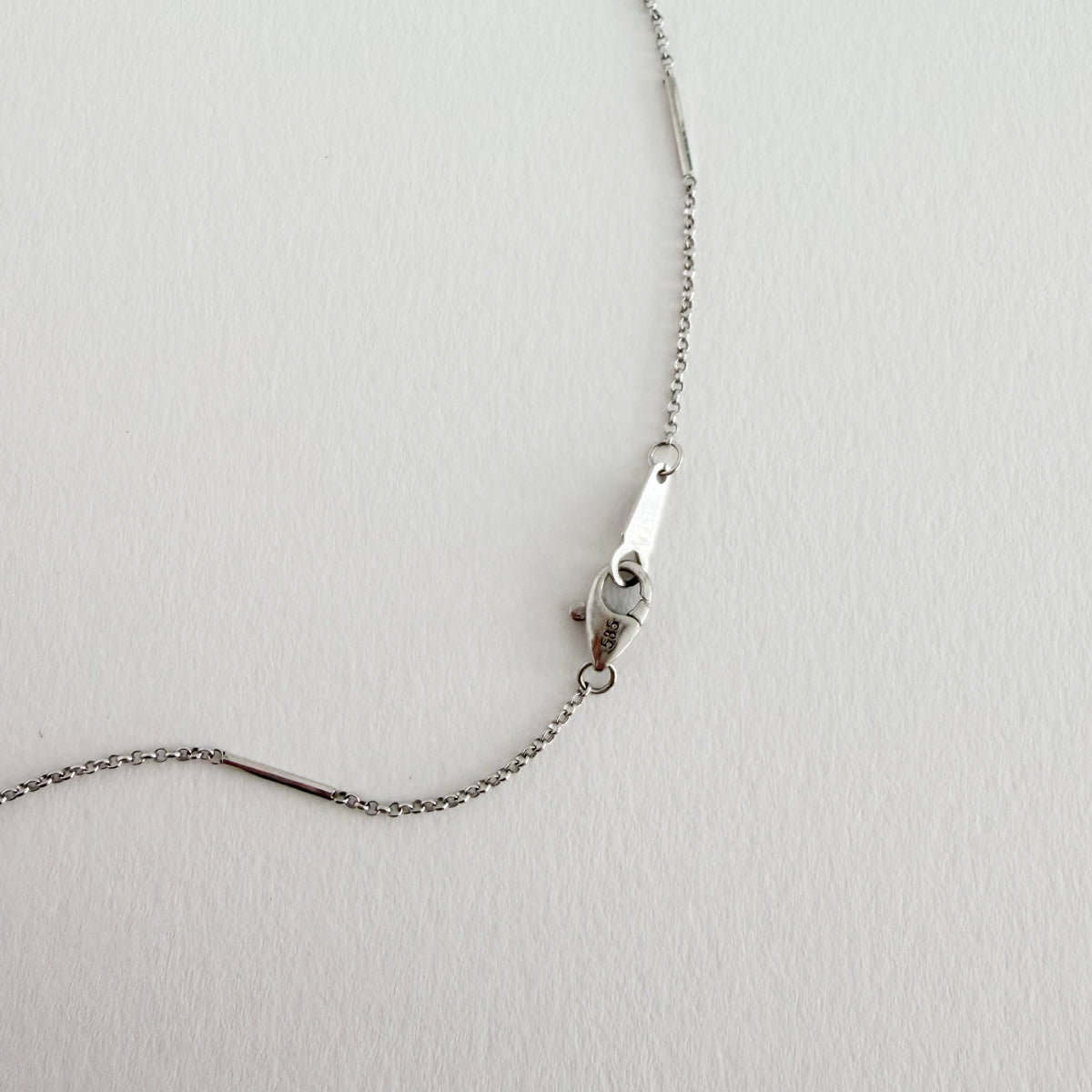 14K White Gold Bar Cable Chain - 18 inch