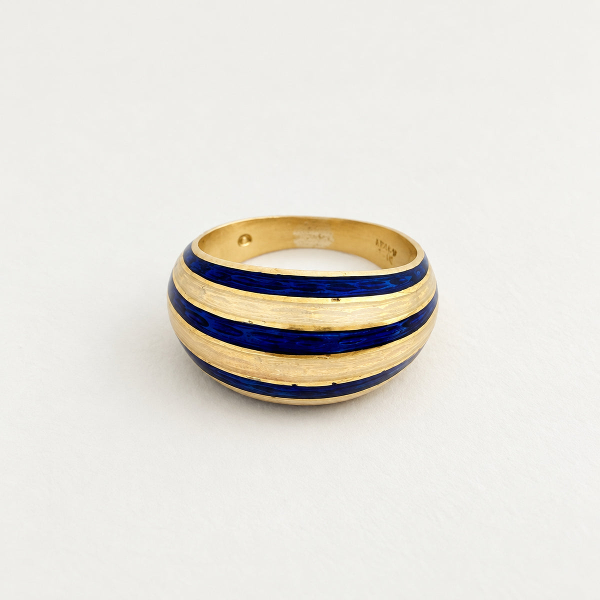18K Striped Enamel Ring - Size 6