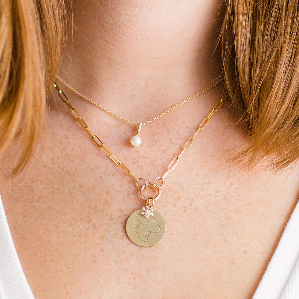 Pave Diamond Petite Paw Print Charm - Vana Chupp Studio
