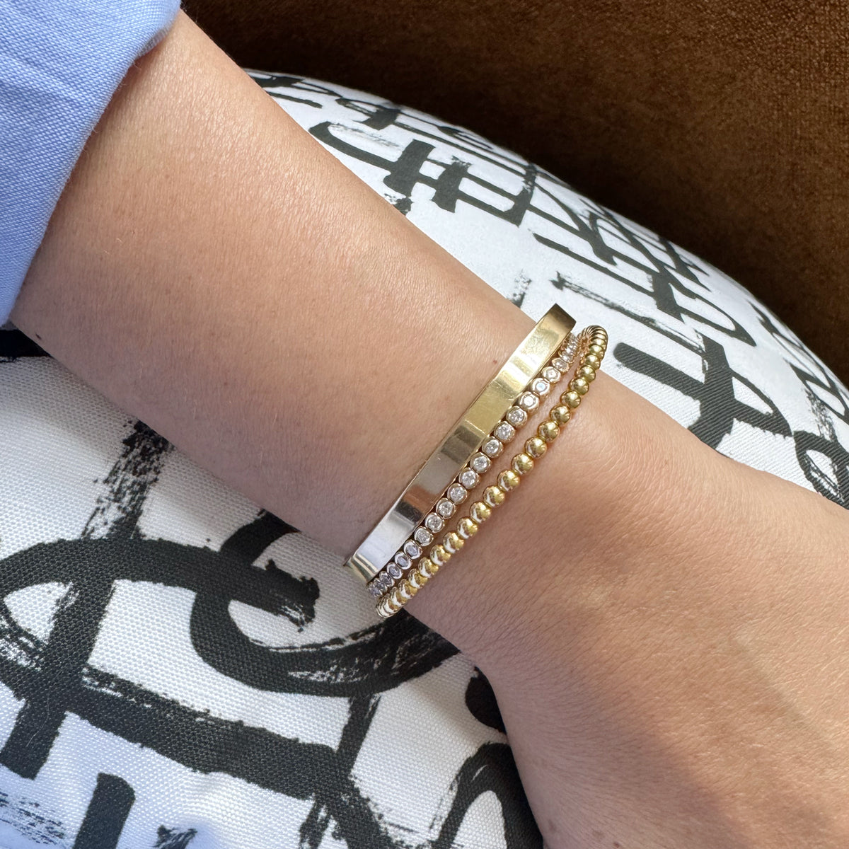The 3.5 mm Gold Stretchy Beaded Bracelet