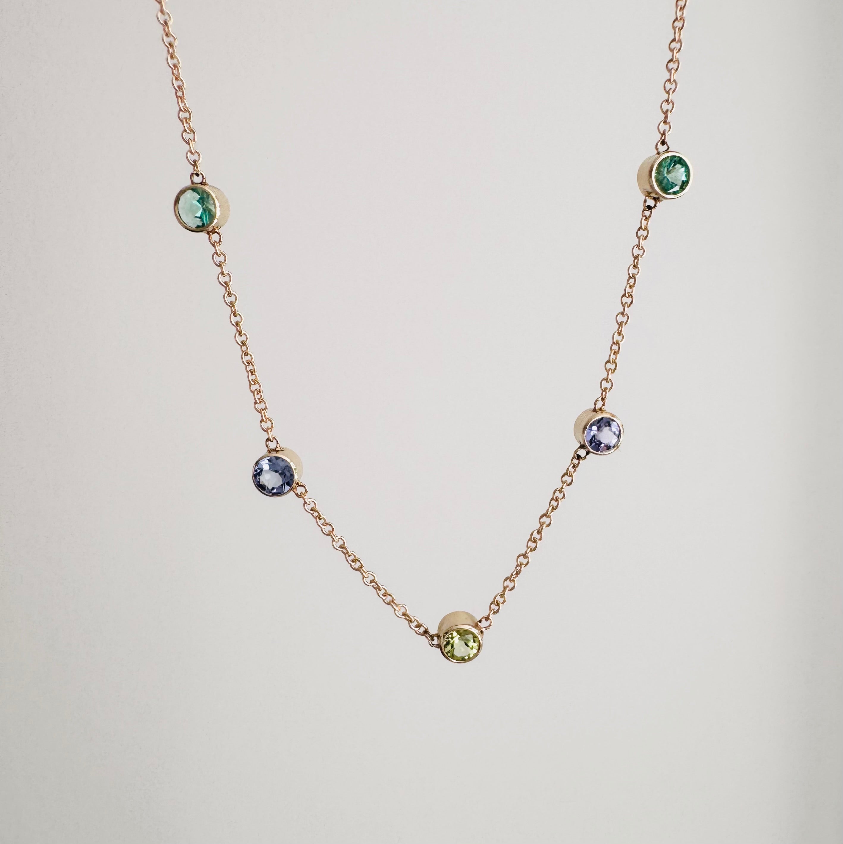 14K Gold Dainty Birthstone Necklace