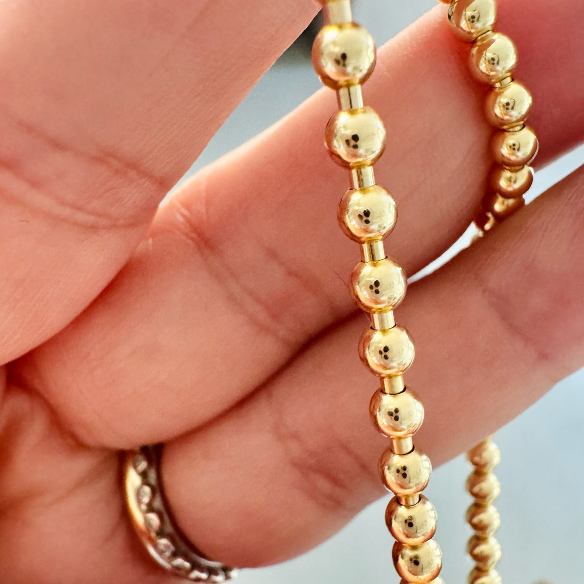 The 3.5 mm Gold Stretchy Beaded Bracelet