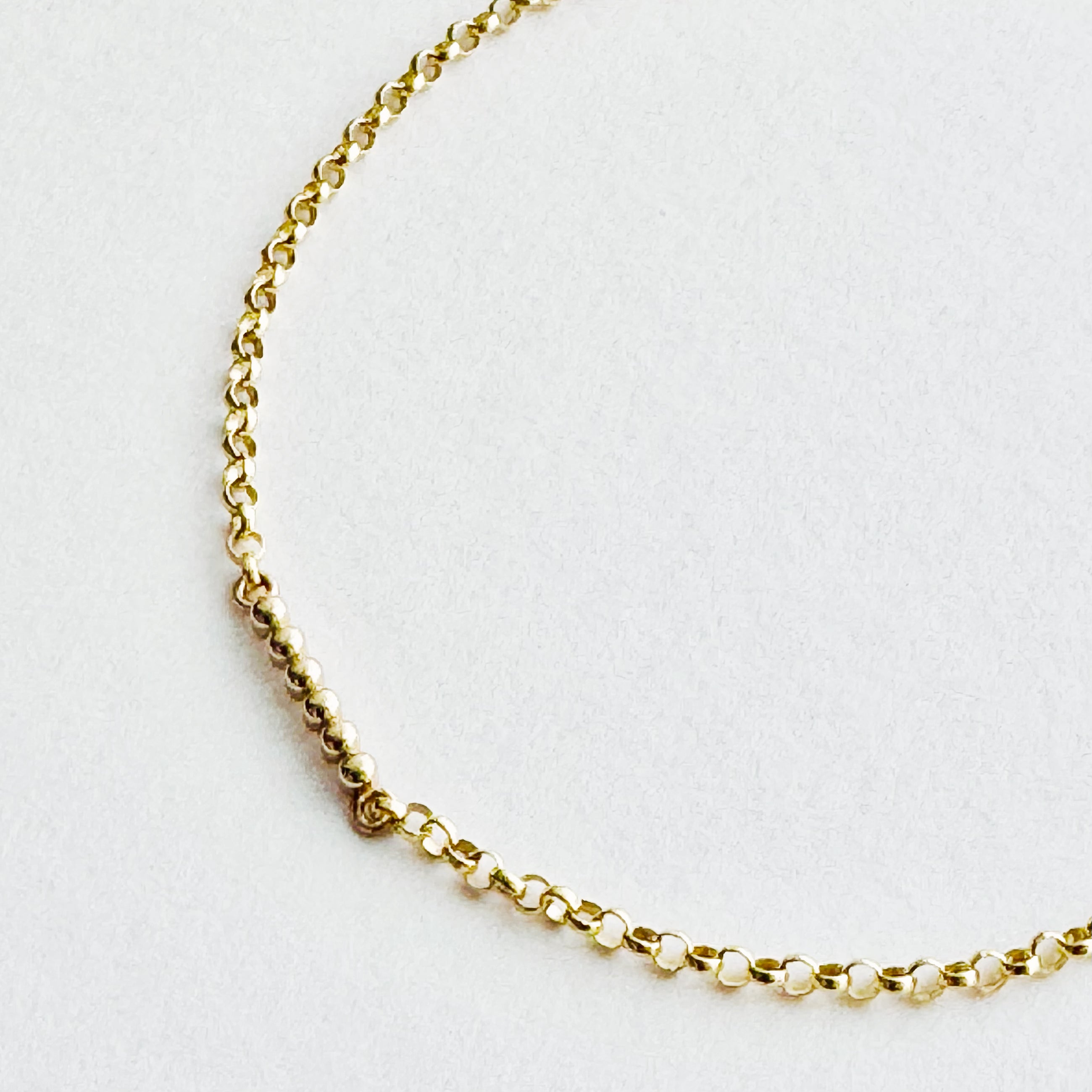 14K Yellow Gold Beaded Charm Rolo Bracelet