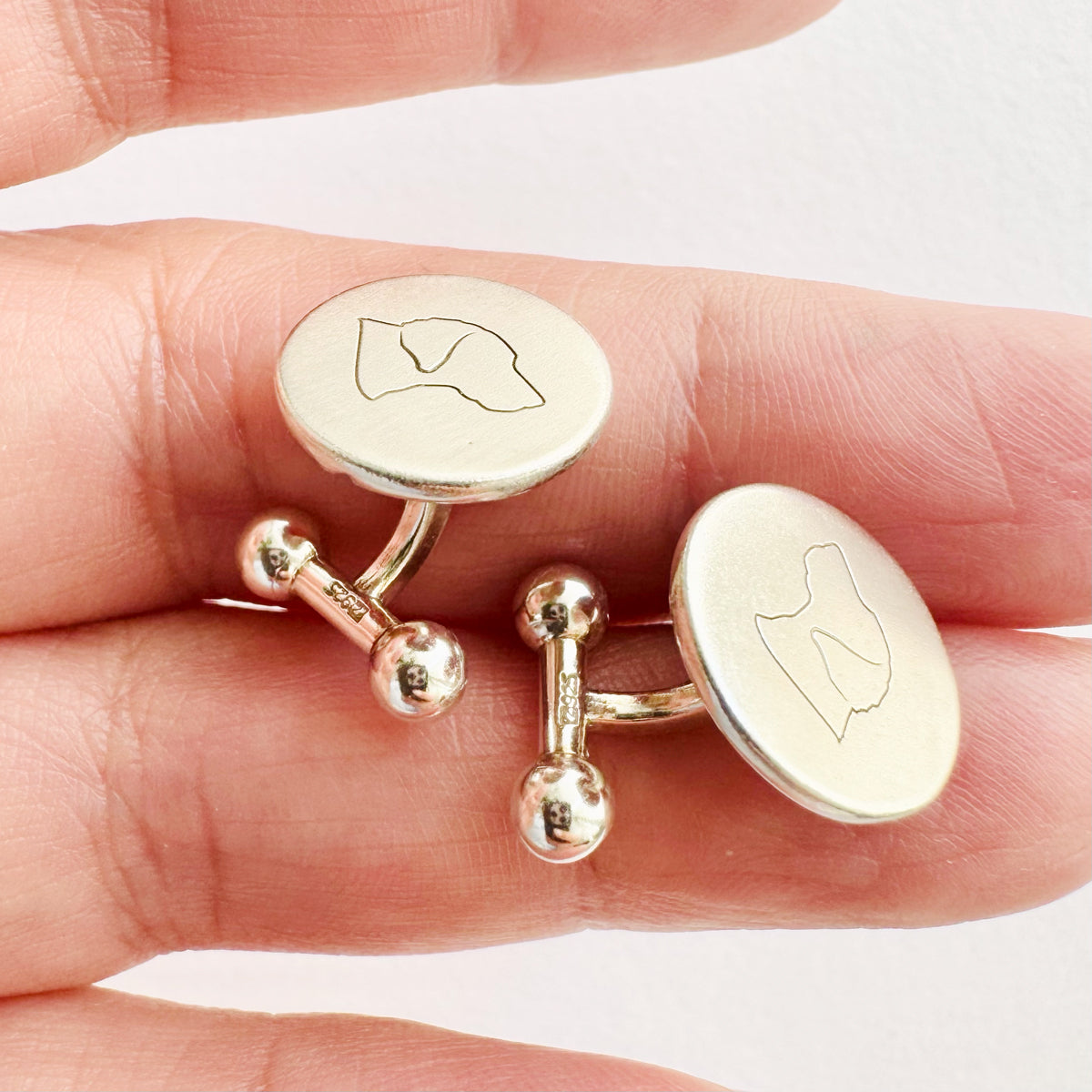 Sterling Silver Lab Silhouette Cufflinks
