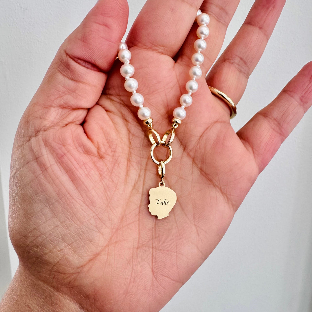 Pearl Necklace with Charm Holder