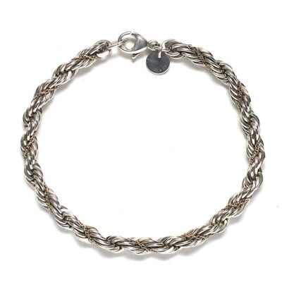 Vintage Tiffany & Co Silver & 18K Yellow Gold Rope Bracelet