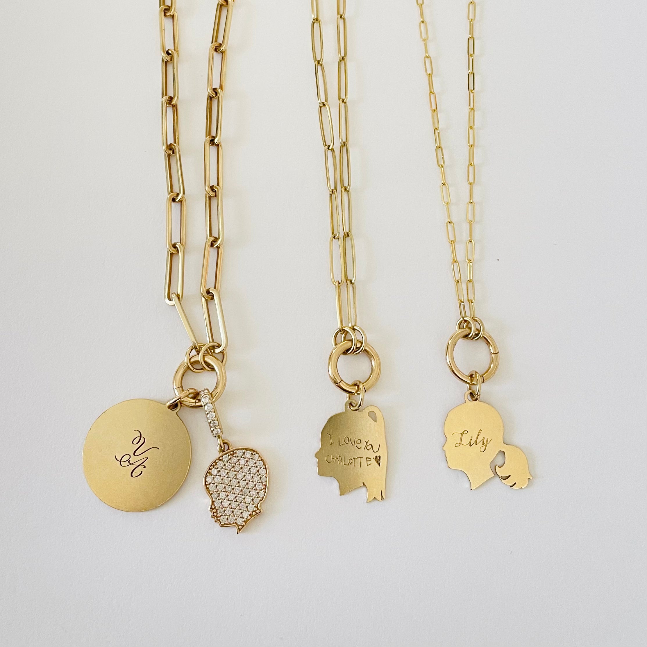Medium Weight Paperclip Chain Necklace with Charm Holder