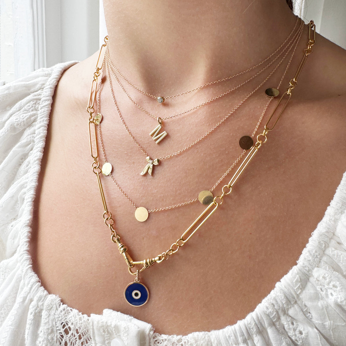 14K Yellow Gold Gold Disc Necklace
