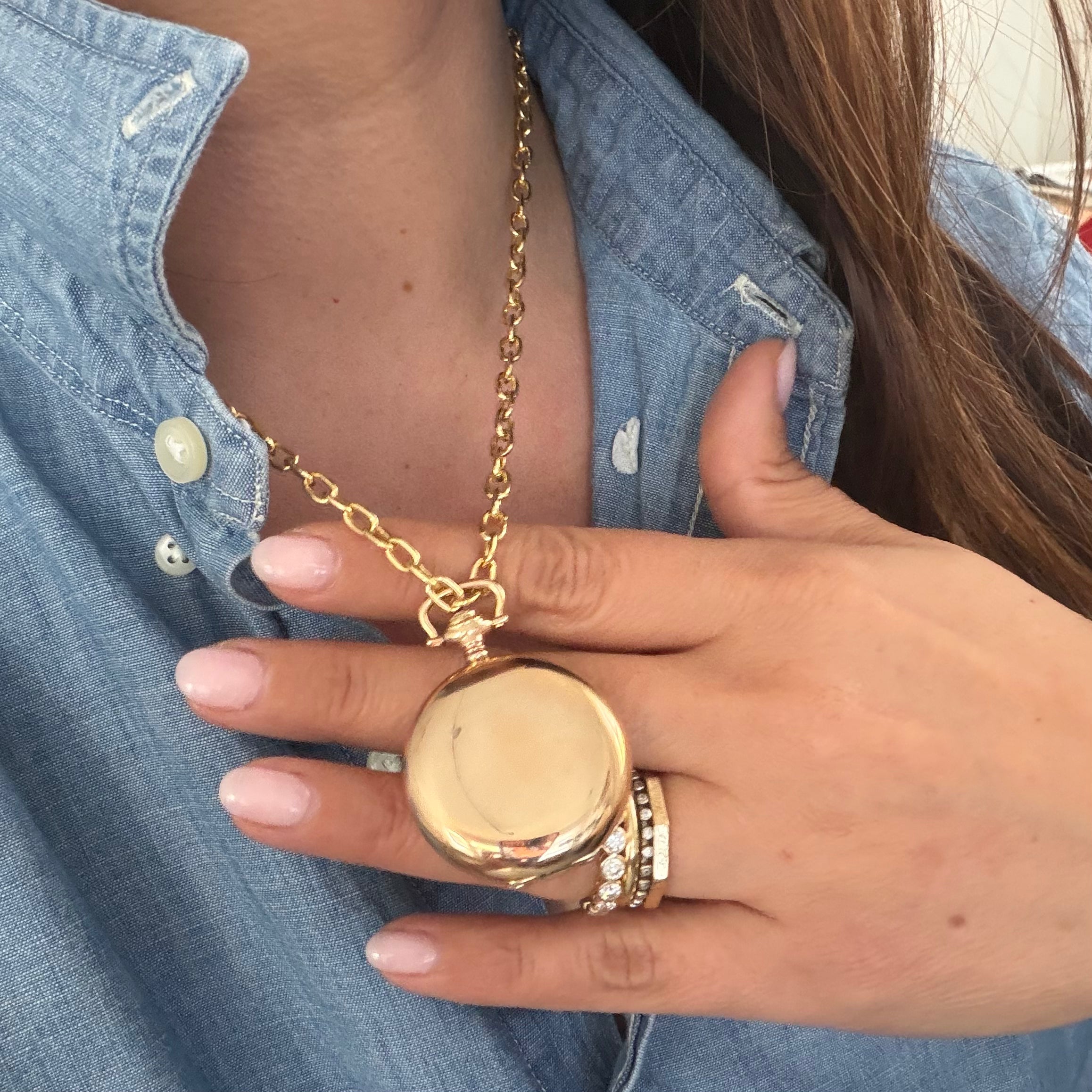Gold Filled Pocket Watch Style Locket