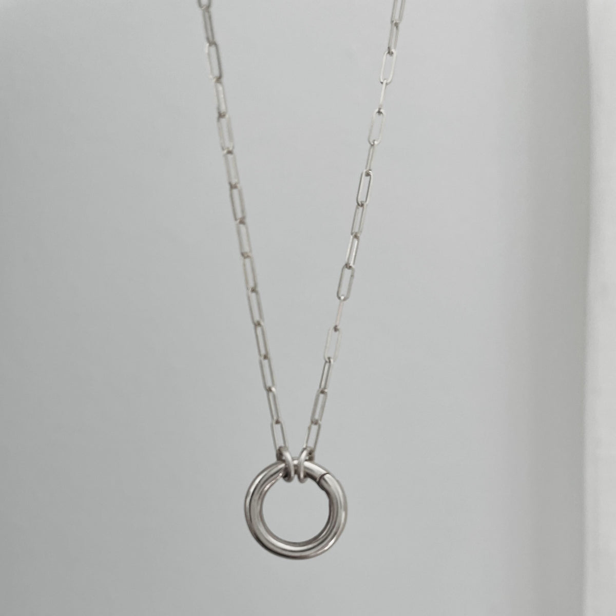 Dainty Weight Paperclip Chain Necklace with Charm Holder