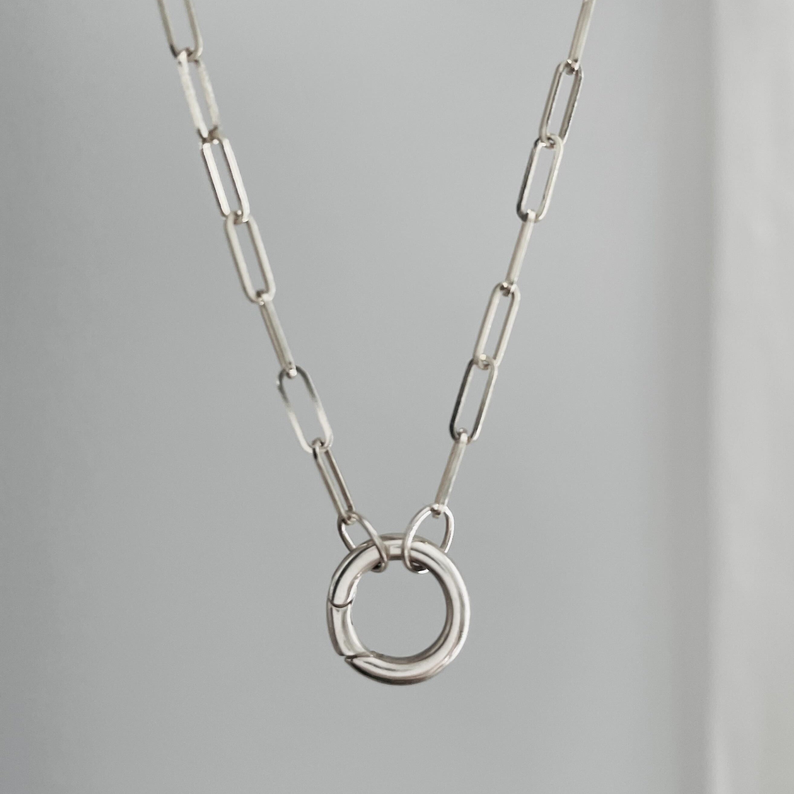 Dainty Weight Paperclip Chain Necklace with Charm Holder