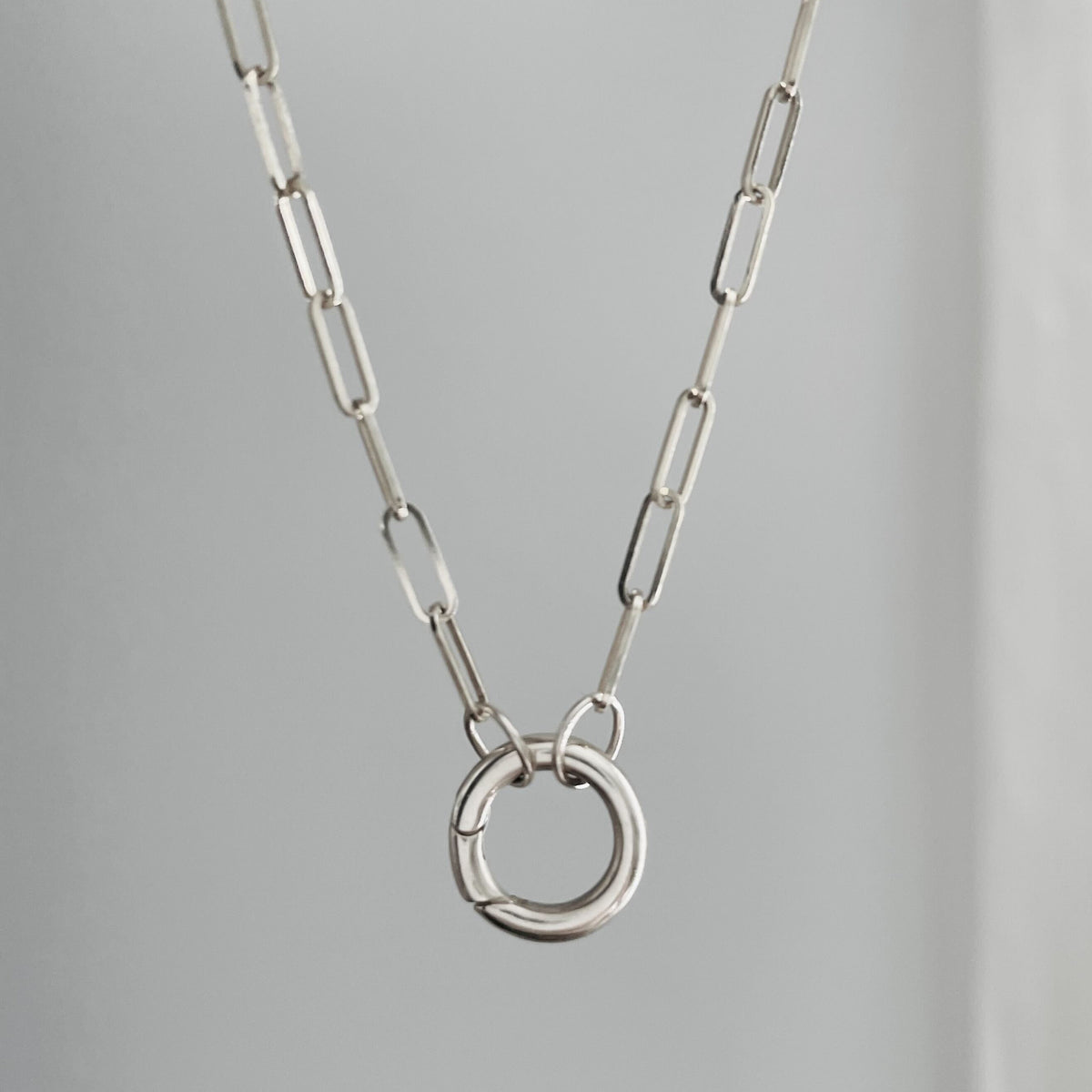 Dainty Weight Paperclip Chain Necklace with Charm Holder