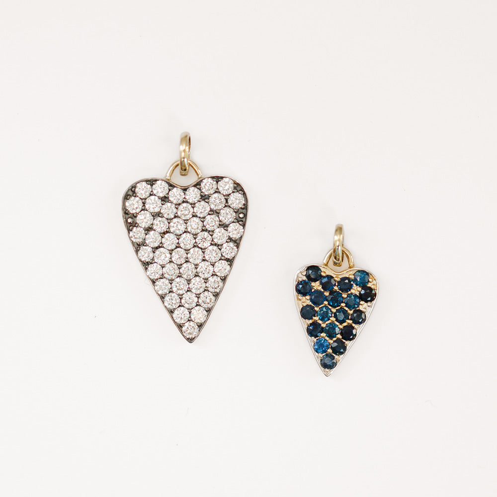The Large Elongated Pavé Heart Pendant - Vana Chupp Studio