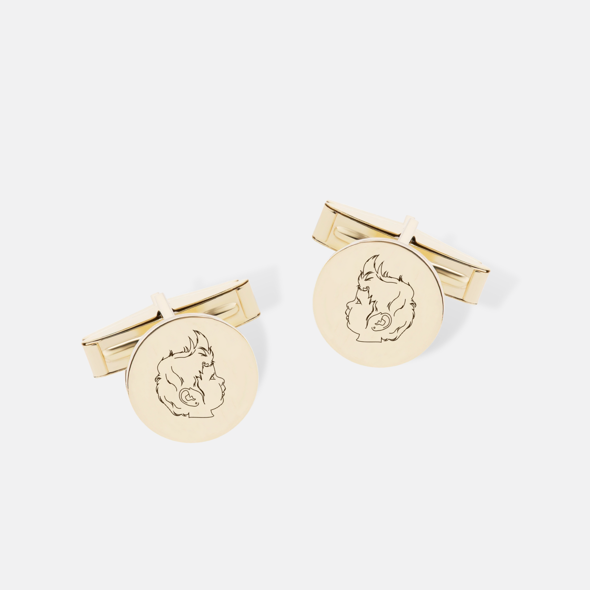 Engraved Portrait Gold Cufflinks