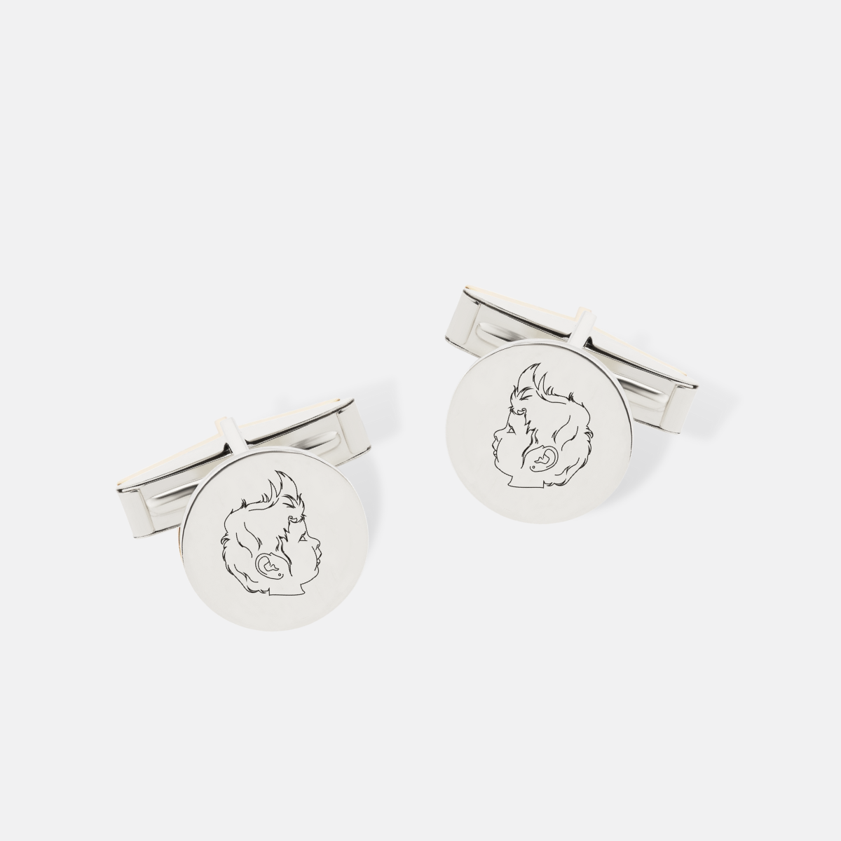 Engraved Portrait Gold Cufflinks