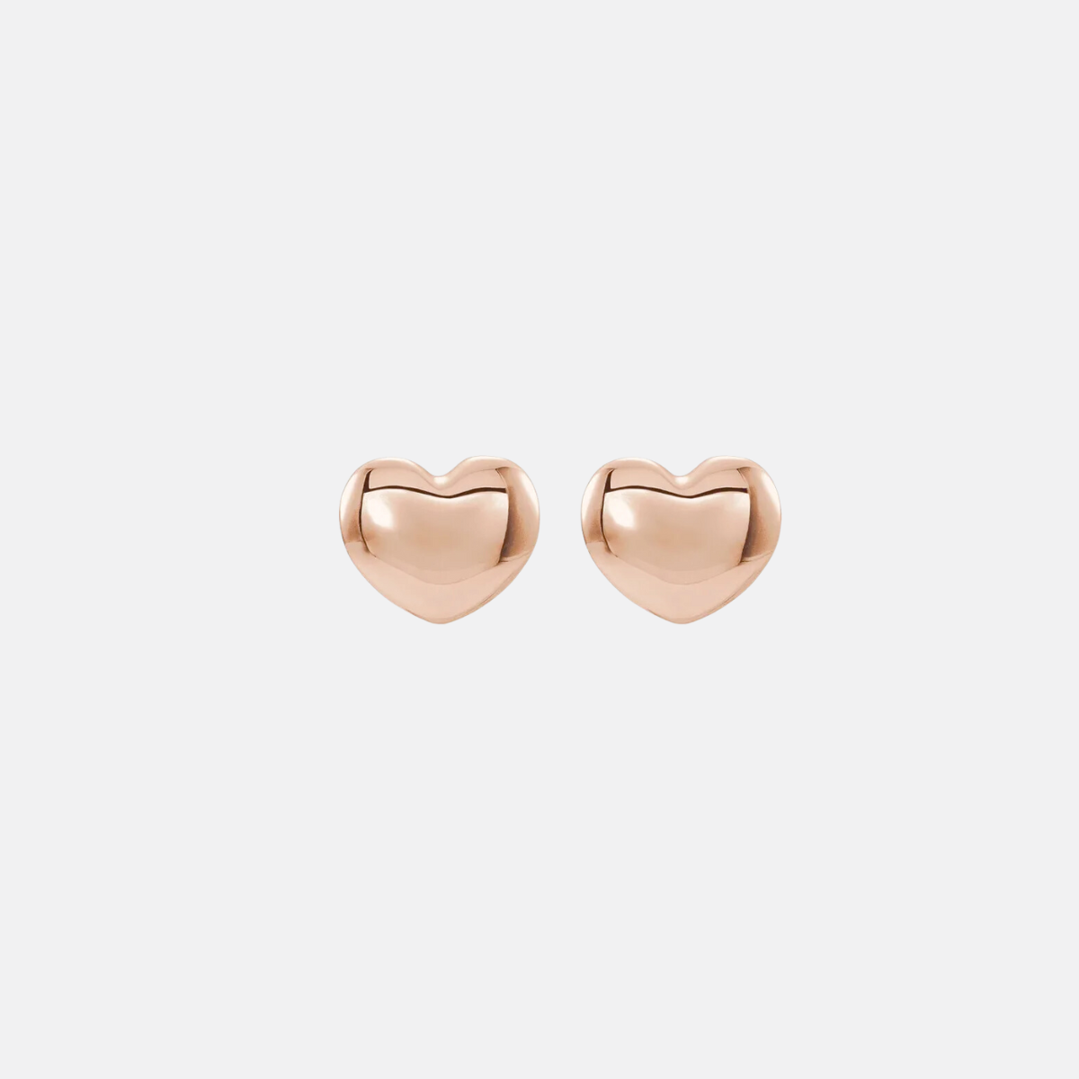 14K Rose Gold Puff Heart Studs