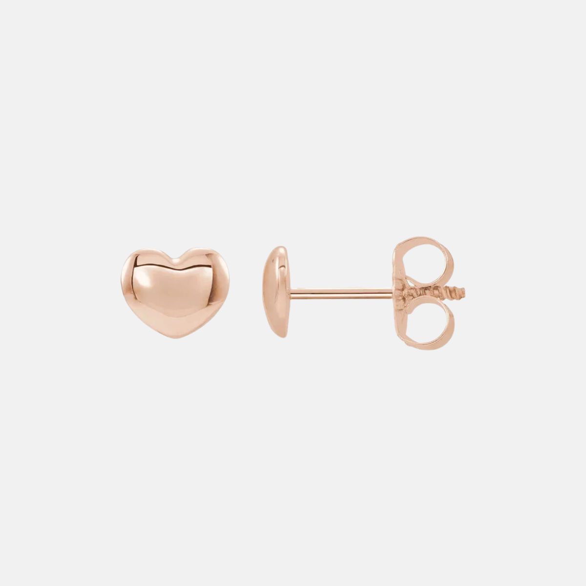 14K Rose Gold Puff Heart Studs