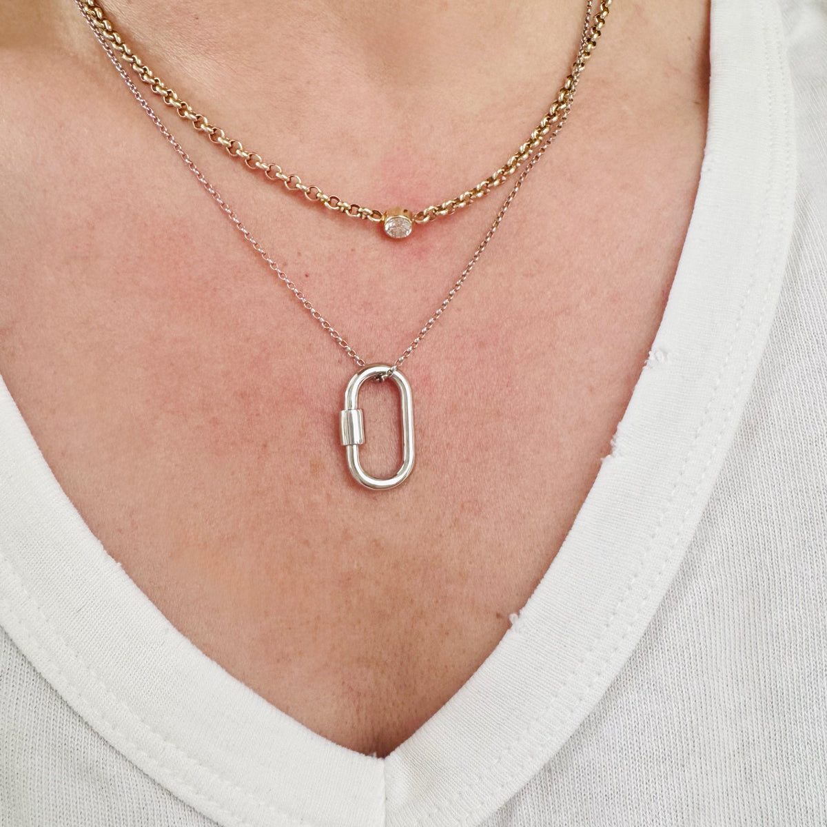 Sterling Silver Carabiner Necklace