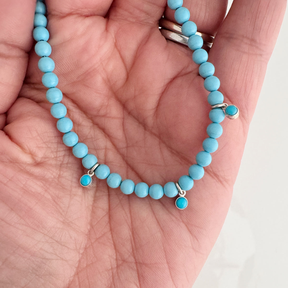 Sterling Silver Turquoise Bead Necklace