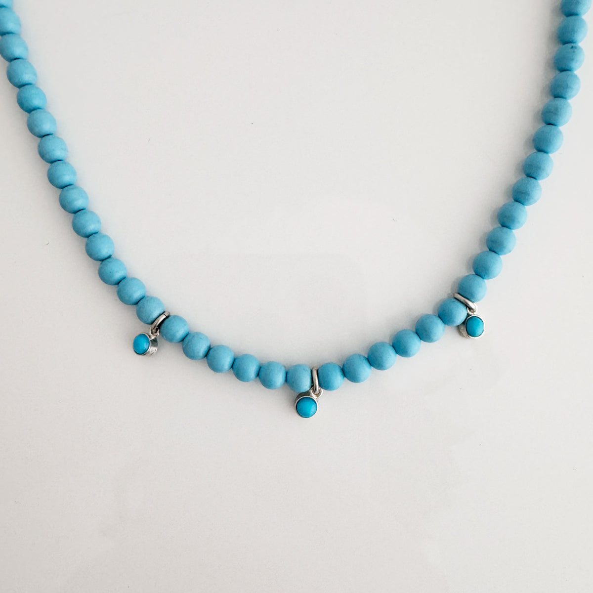 Sterling Silver Turquoise Bead Necklace