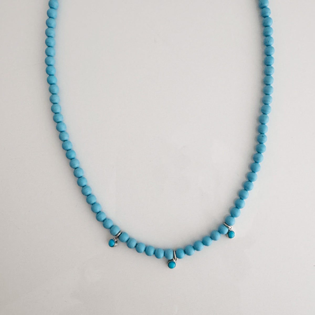 Sterling Silver Turquoise Bead Necklace