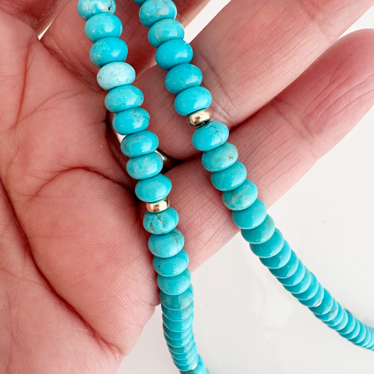 14K Yellow Gold Turquoise Bead Necklace