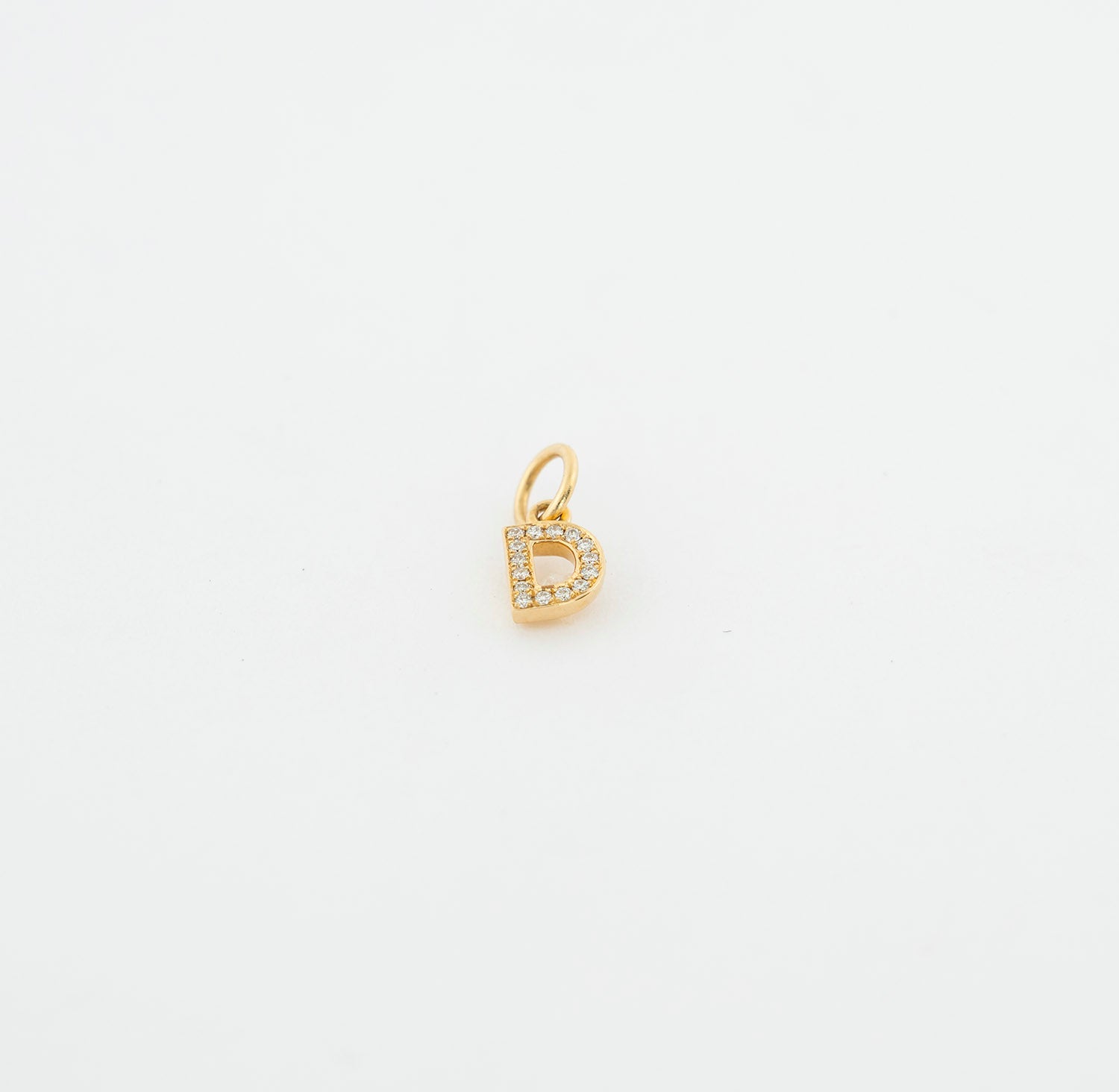 14K Pave Diamond "D" Charm