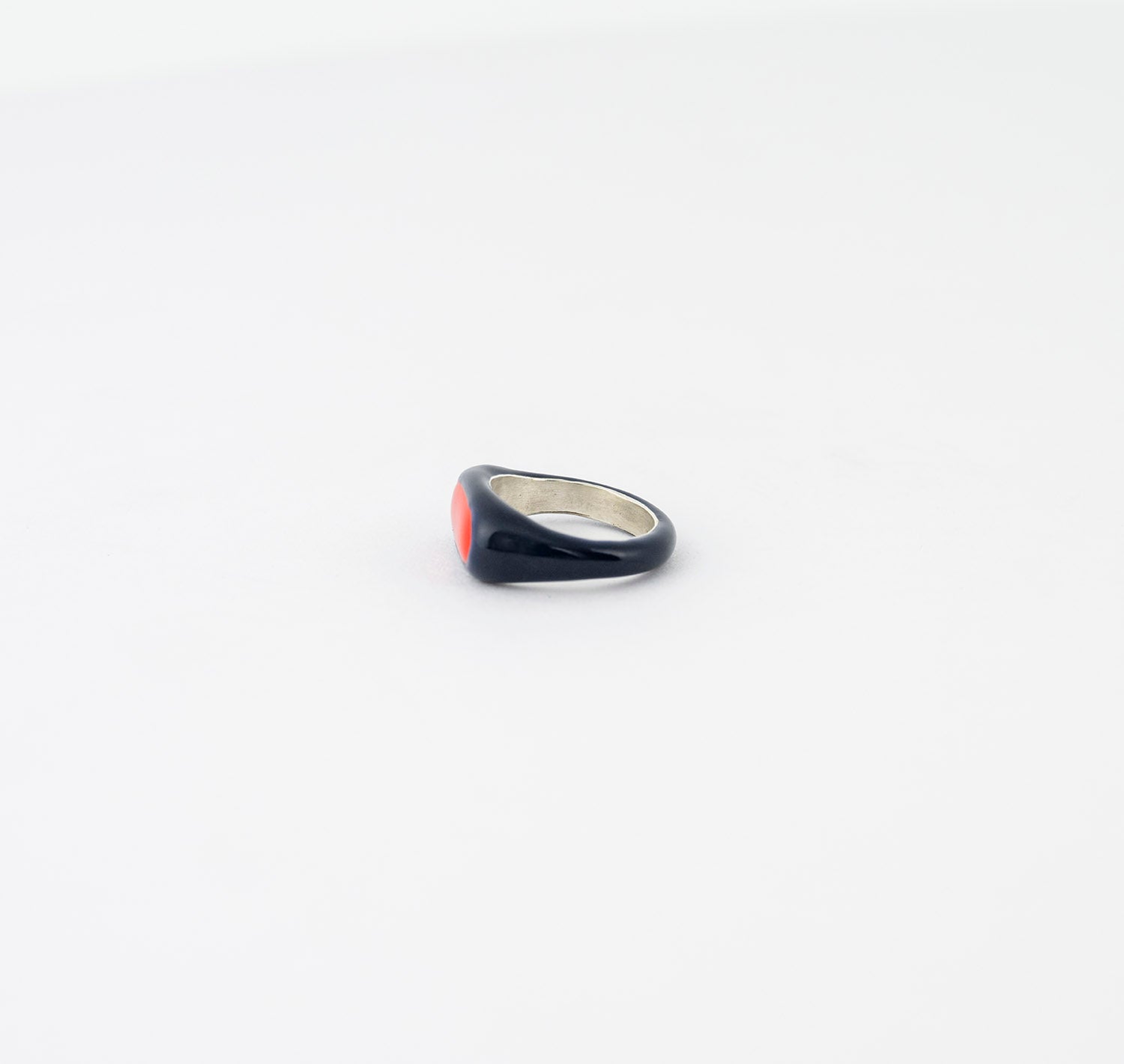 Navy & Red Enamel Signet Ring - size 5