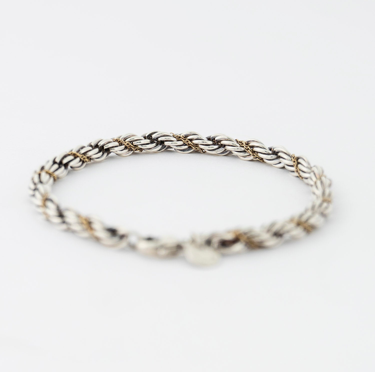 Vintage Tiffany & Co Silver & 18K Yellow Gold Rope Bracelet