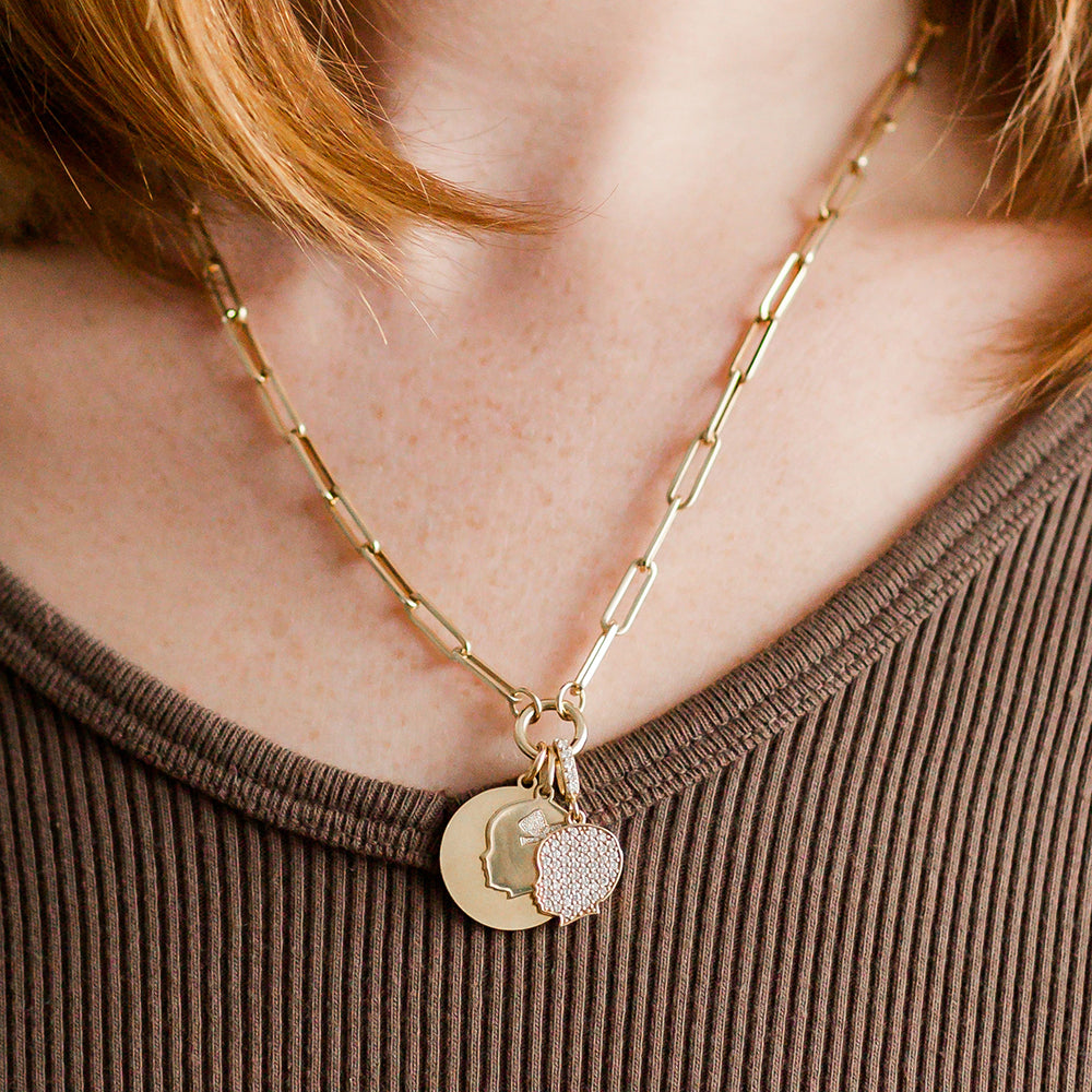 14K Gold Pavé Diamond Silhouette Charm - Vana Chupp Studio