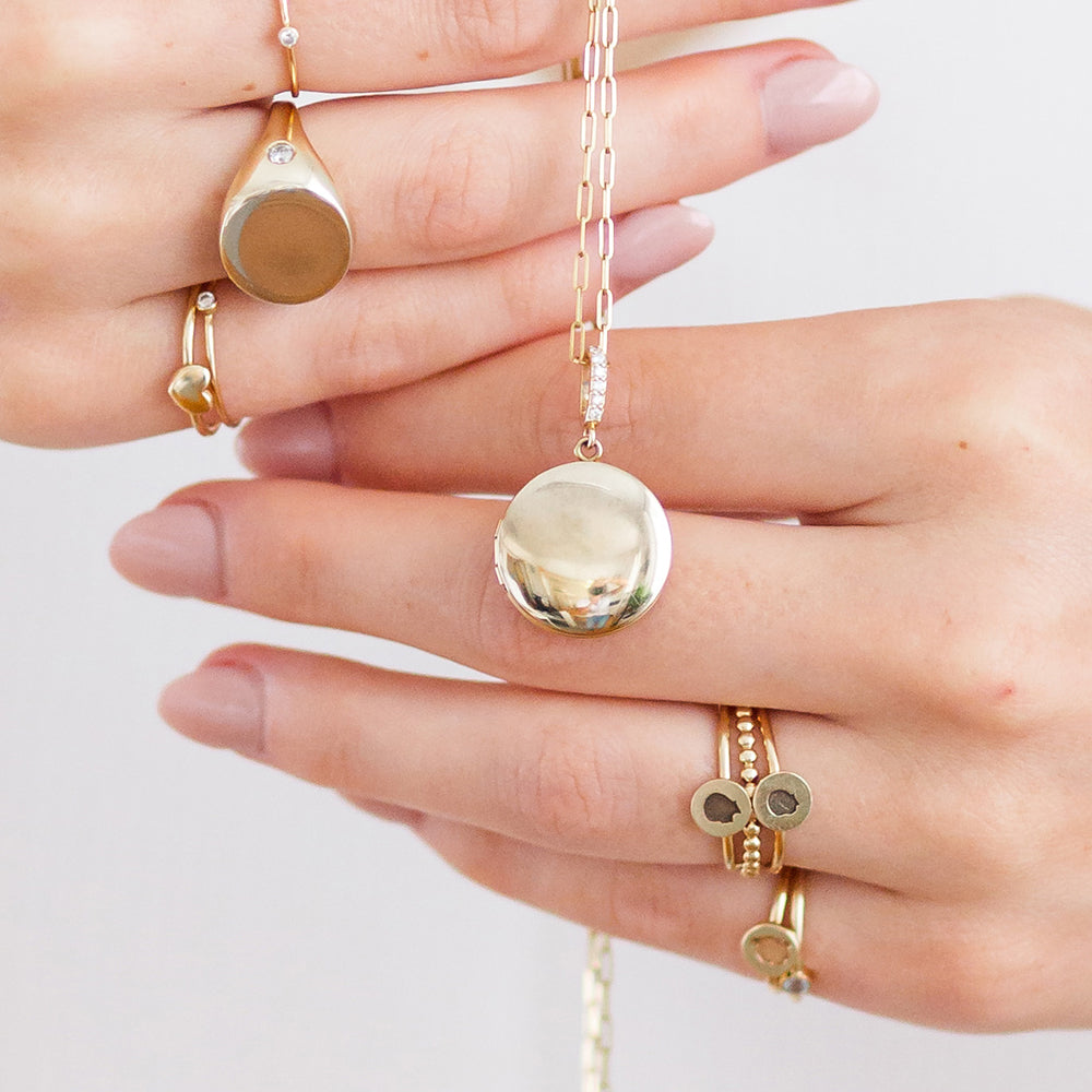 14k Yellow Gold Large Silhouette Locket Necklace - Vana Chupp Studio