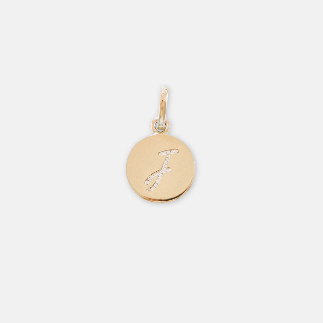 14K Gold Pavé Diamond Initial Medallion - Medium - Vana Chupp Studio