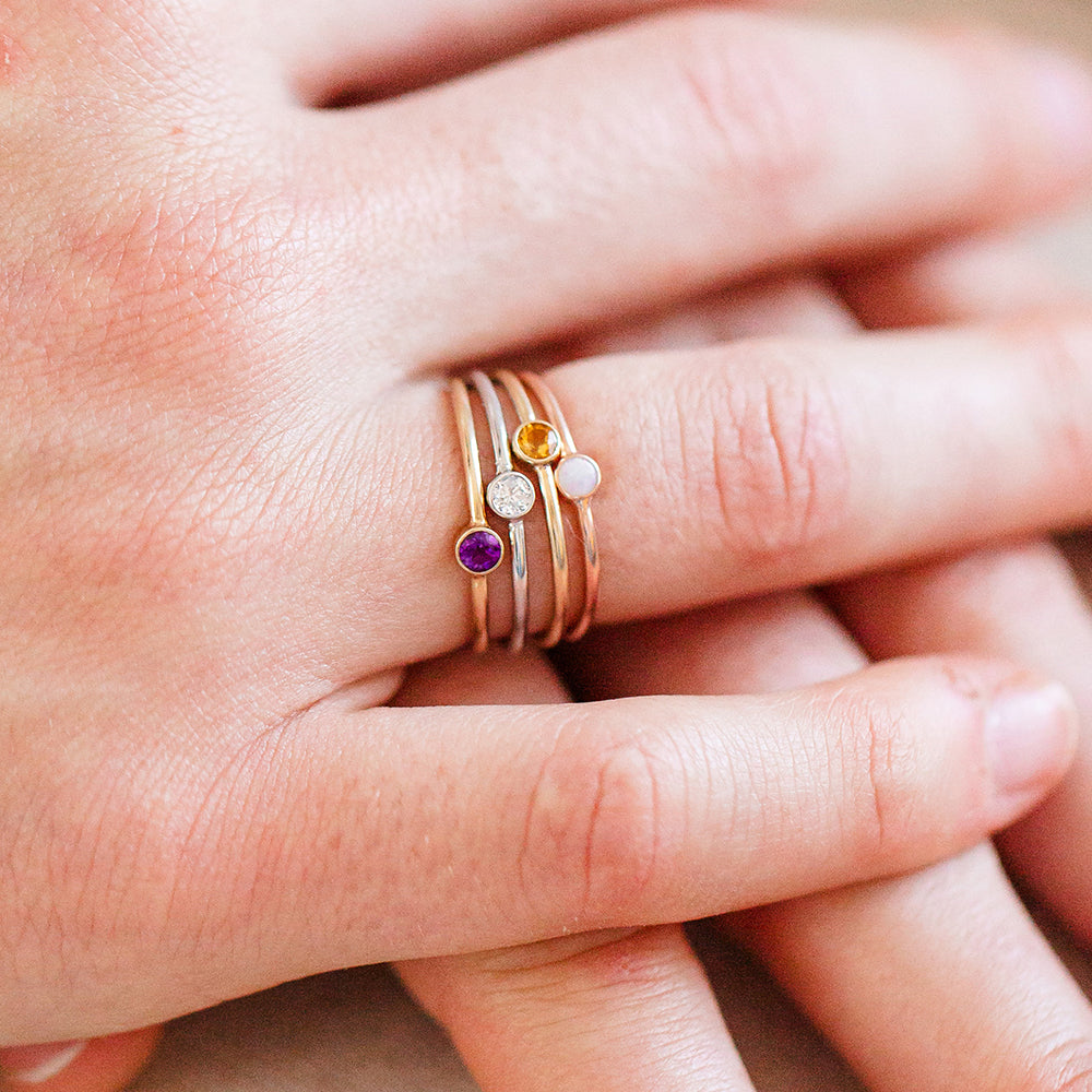 14K Tiny Birthstone Ring - Vana Chupp Studio