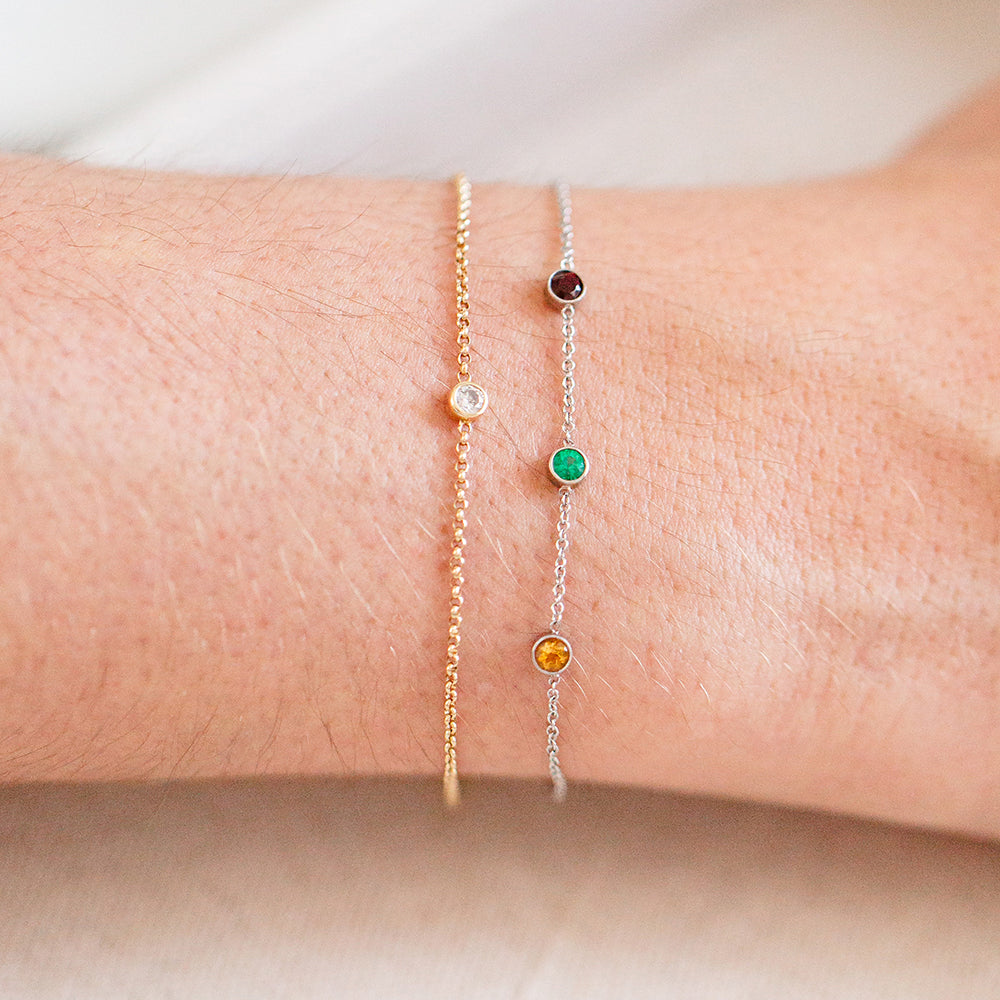 14K Gold 8 Birthstone Charms Bracelet