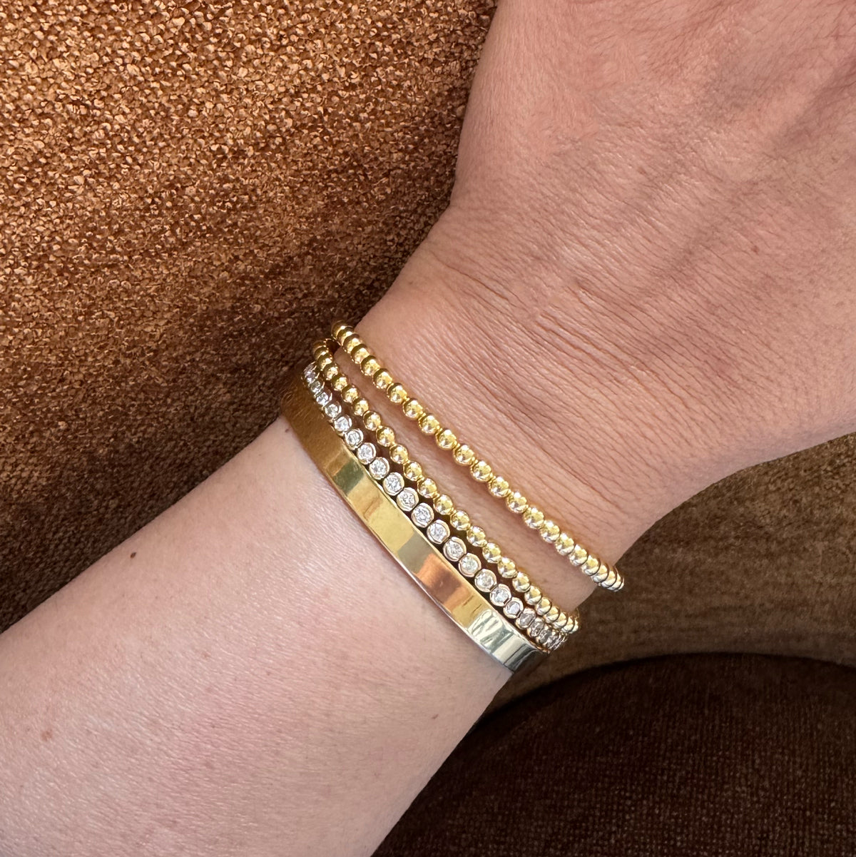 The 3.5 mm Gold Stretchy Beaded Bracelet