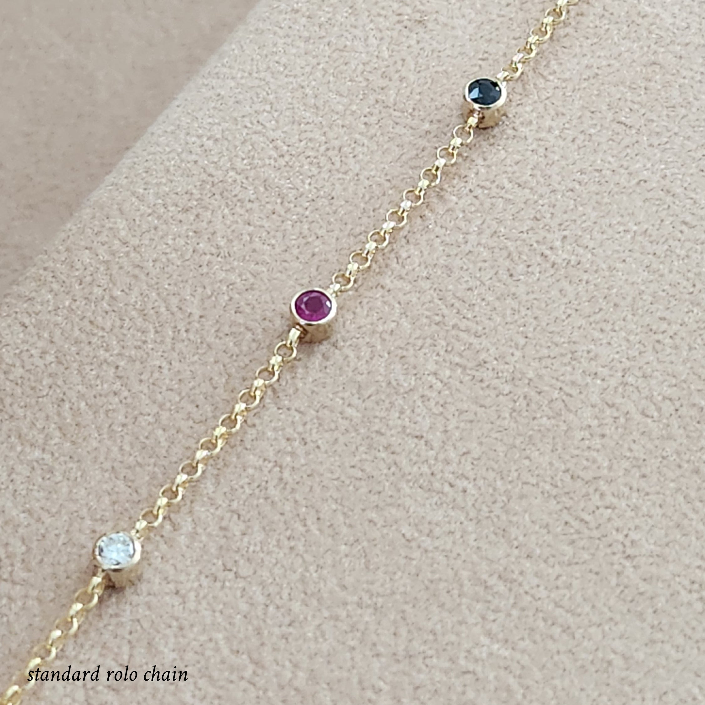 14K Gold Dainty Birthstone Necklace