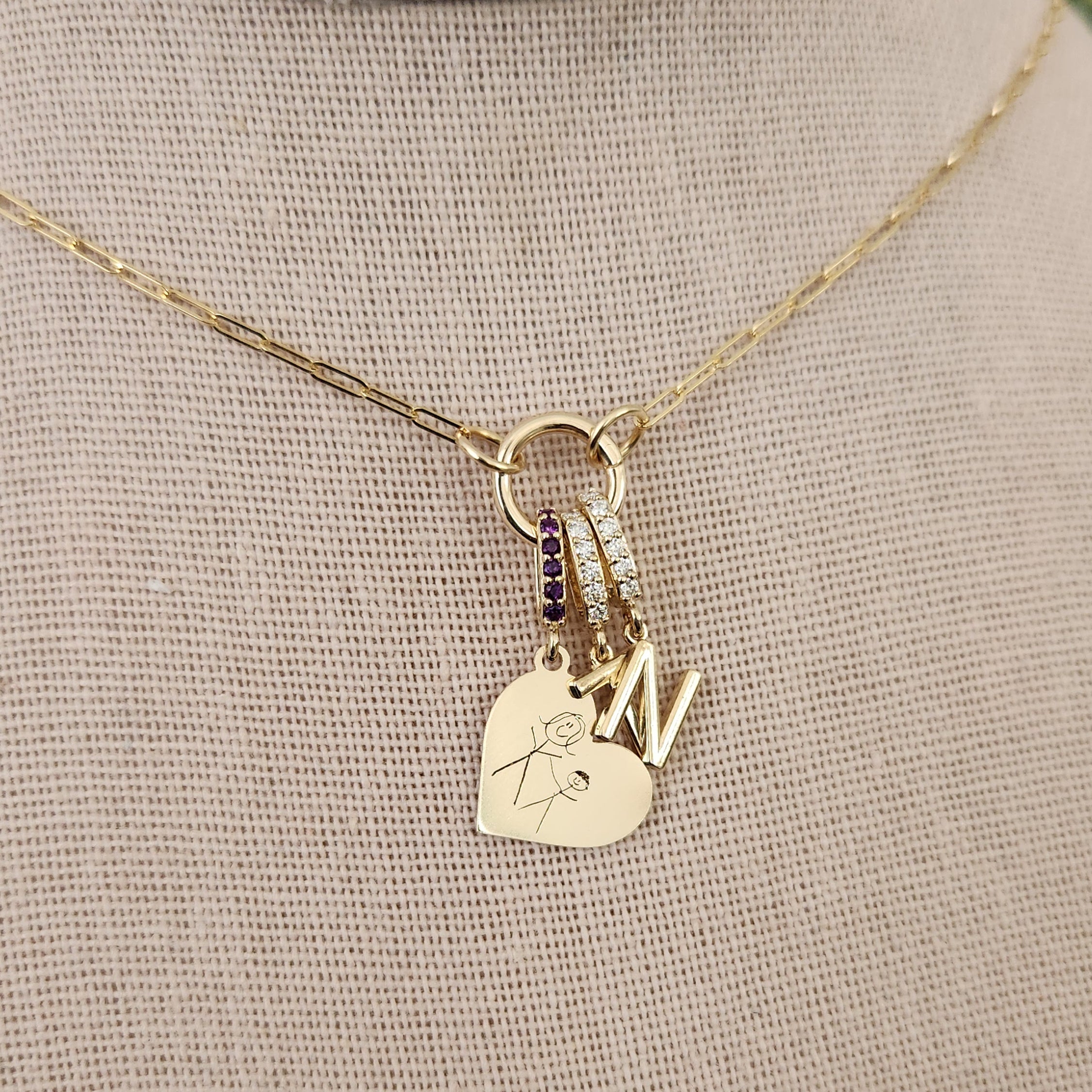 Dainty Weight Paperclip Chain Necklace with Charm Holder