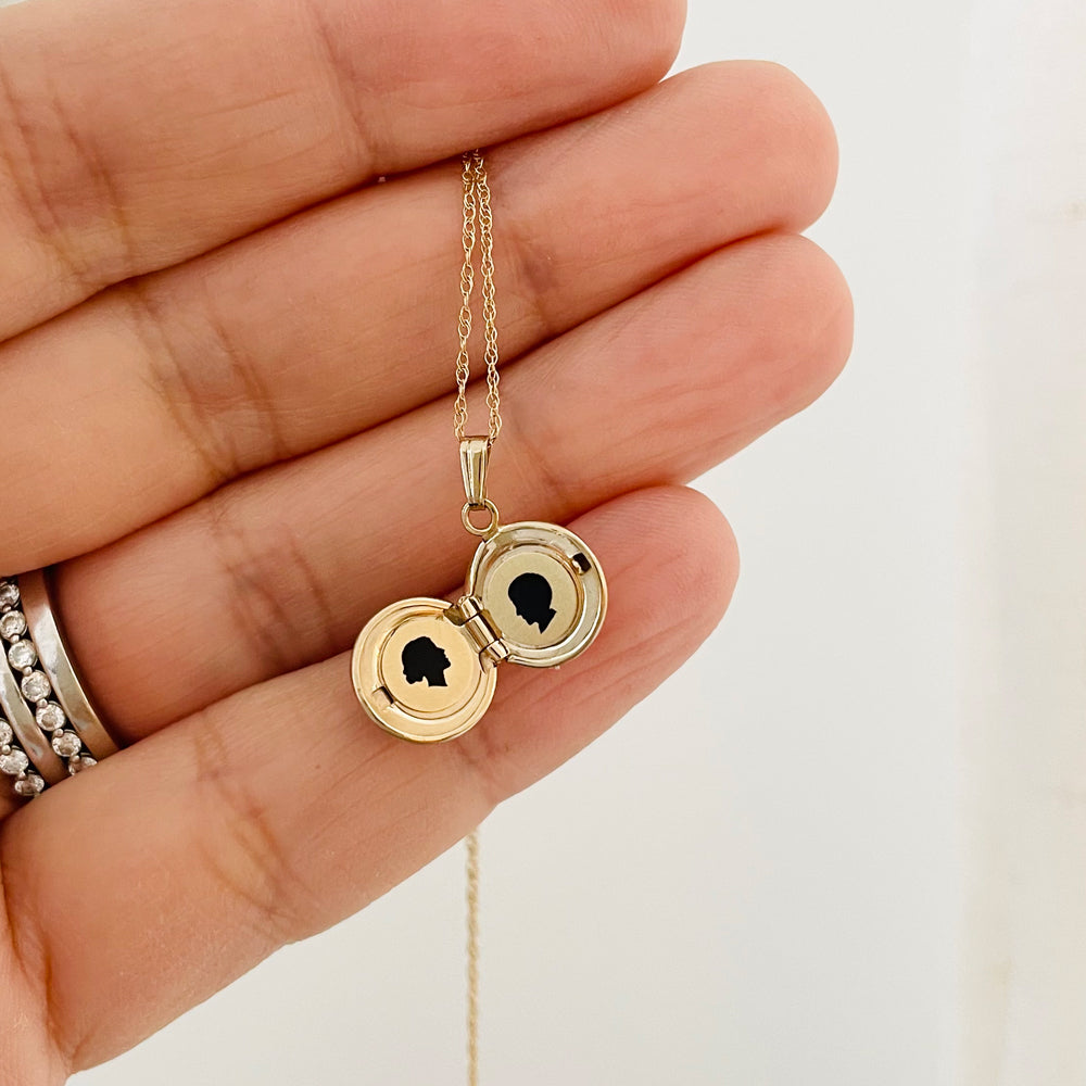 14k Yellow Gold Petite Silhouette Locket Necklace - Vana Chupp Studio