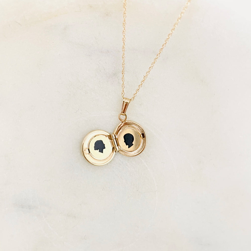 14k Yellow Gold Petite Silhouette Locket Necklace - Vana Chupp Studio