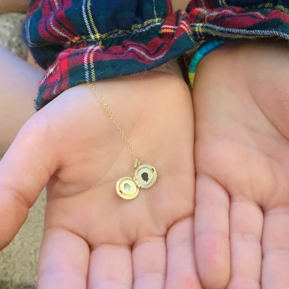 14k Yellow Gold Petite Silhouette Locket Necklace - Vana Chupp Studio