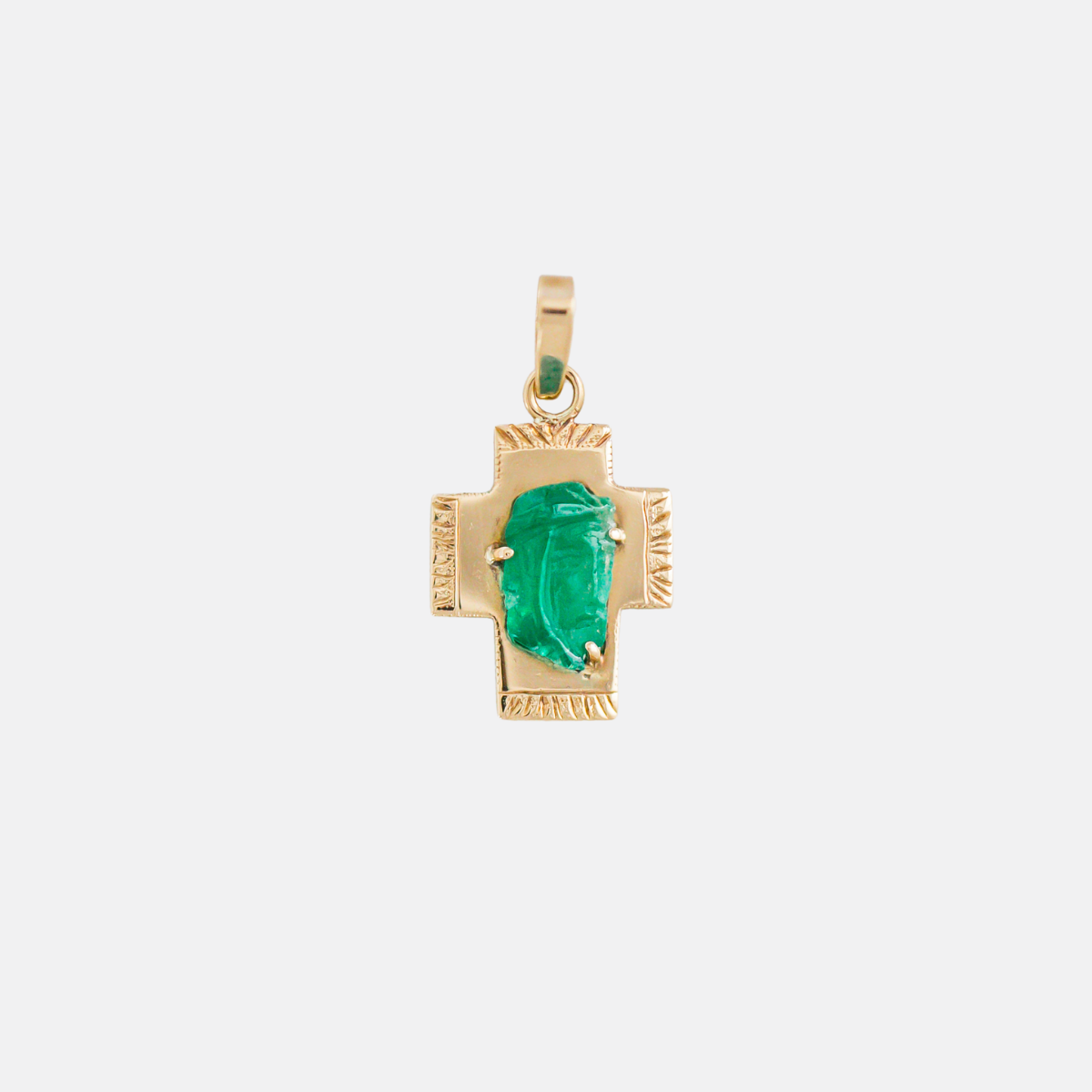 Vintage 18K Cross with Emerald Christ