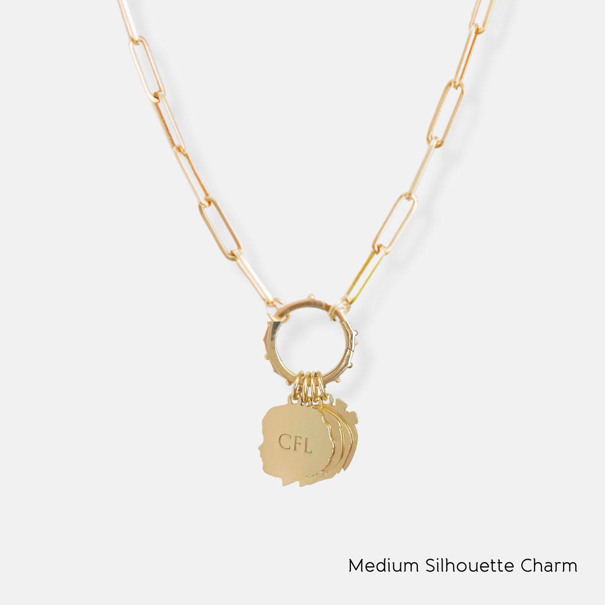 Paper Clip Chain Necklace with Charm Holder and Classic Silhouette Charms