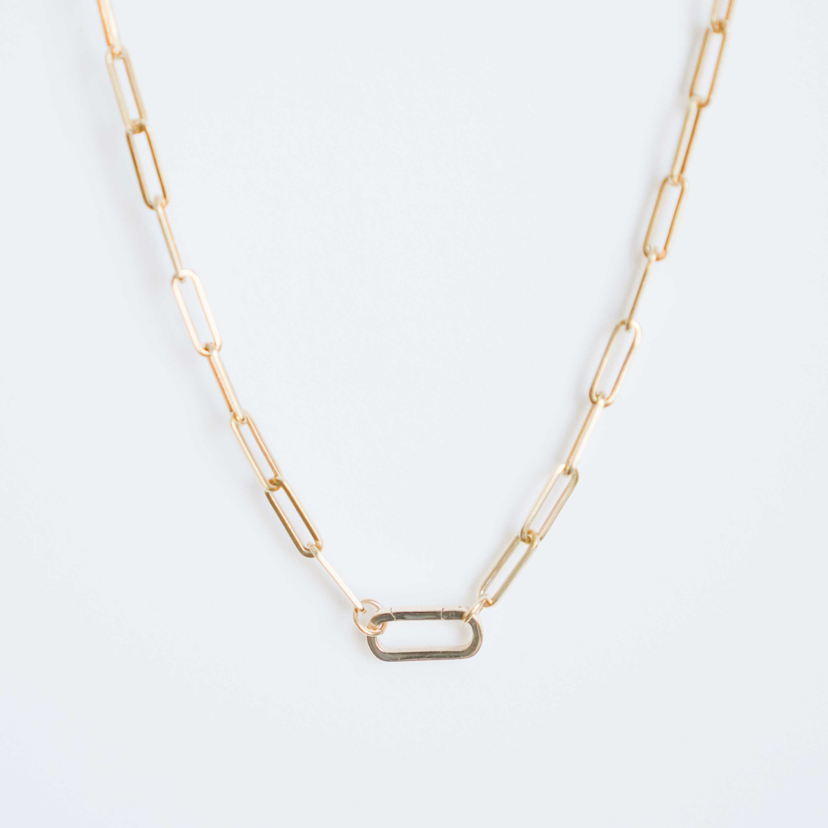 Heavy Weight Paper Clip Chain with Long Oval Charm Holder
