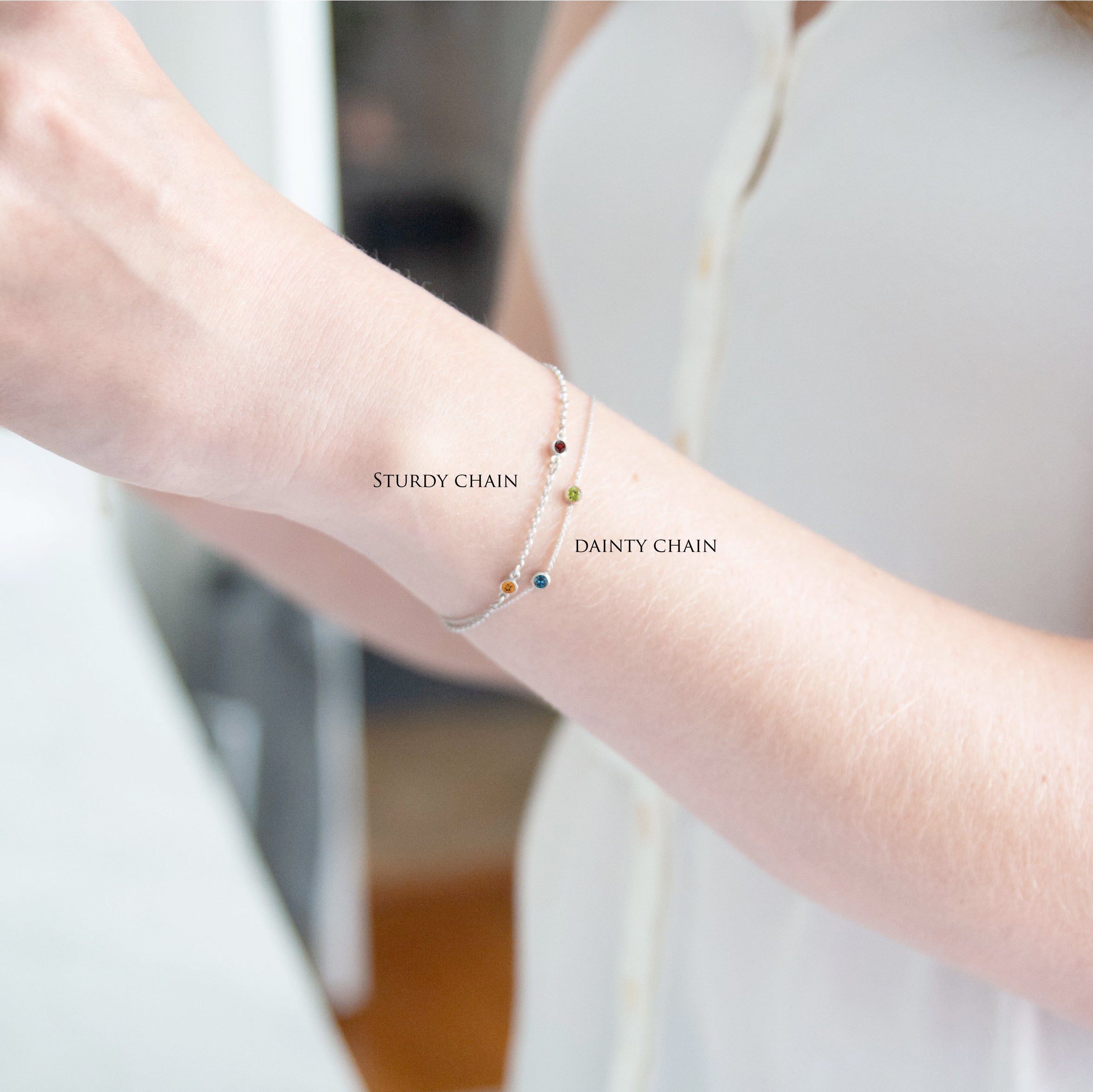 14K Gold 2 Birthstone Charms Bracelet - Vana Chupp Studio