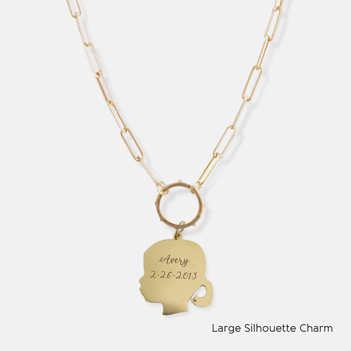 Paper Clip Chain Necklace with Charm Holder and Classic Silhouette Charms