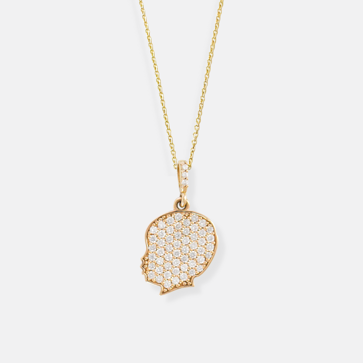 14K Gold Pavé Diamond Silhouette Charm Necklace - Vana Chupp Studio